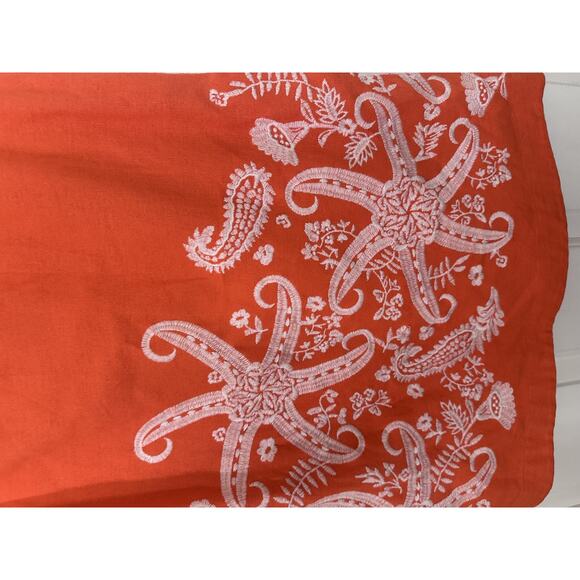 Maeve Anthropologie Dress Women 4 Embroidered Starfish Linen Viscose Boho Resort - Picture 3 of 10